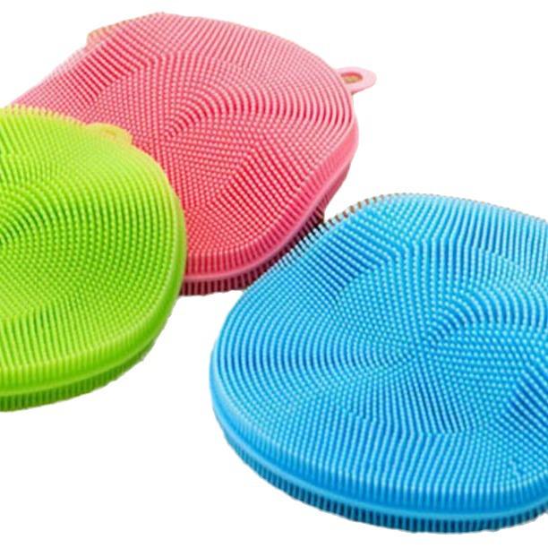 Round Silicone Dishwashing Brush and Heat-Resistant Cleaning Pad for Fruits & Vegetables