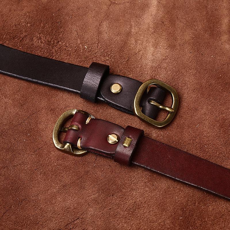 Retro Hong Kong Style Fashion Trend Versatile Decorative Thin Belt Women'S Genuine Leather First Layer Cowhide Needle Buckle Women'S Narrow Belt Wome