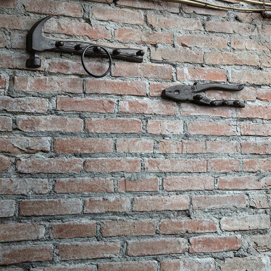 Γάντζος Τοίχου από Μαντέμι Μεταλλικός με Σχήμα Κλειδοβίδας και Σφυριού, Ρουστίκ Vintage Κρεμάστρα Τοίχου, Πολυλειτουργικός Κλειδοθήκης Εργαλείων Γκαράζ για Εργαστήριο Ανδρών