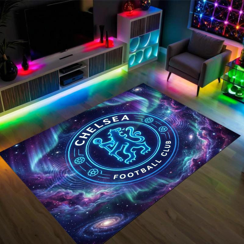 Chelsea FC Design Crystal Velvet Carpet Cozy Non?Slip Printed Rug For Bedroom Living Room Entrance