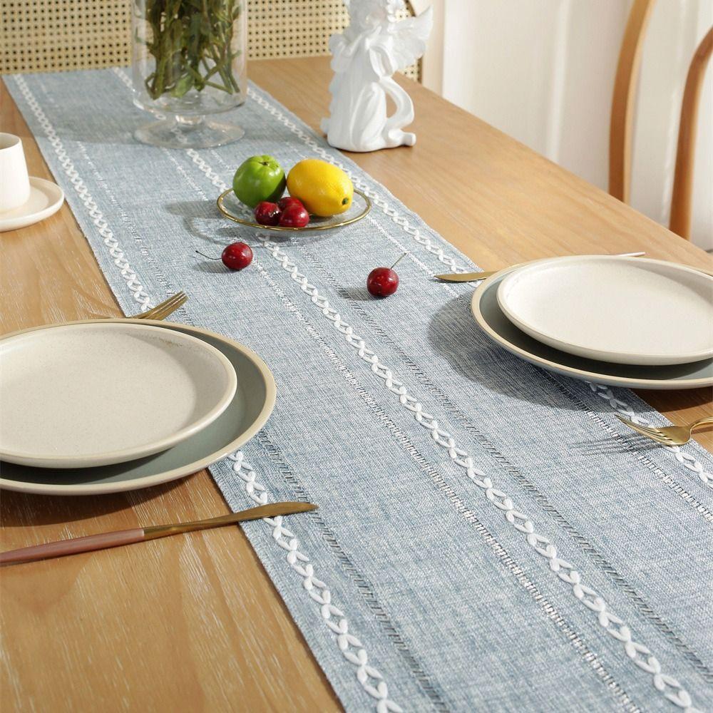 Hollow Weaving Rustic Table Runner With Tassels Table Cover Household Table Flag  TV Stand