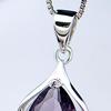 Purple Faux Crystal Women Necklace Hollow Alloy Shining Luxury Sweater Necklace Jewelry Accessories