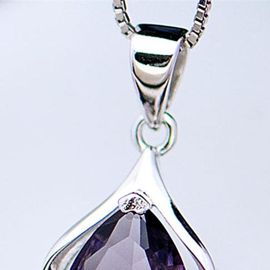 Purple Faux Crystal Women Necklace Hollow Alloy Shining Luxury Sweater Necklace Jewelry Accessories