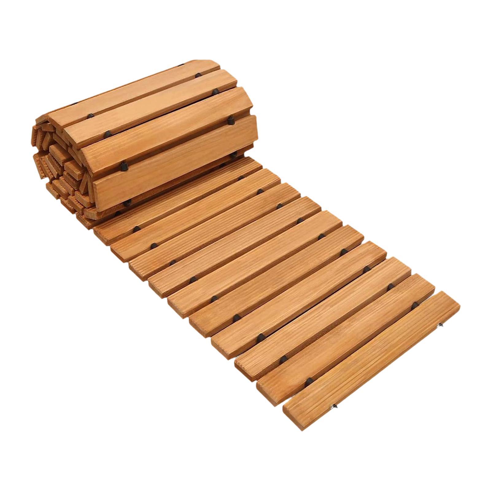 

Wooden Outdoor Garden Pathway Non Slip Roll Out Boardwalk Rustic Patio Decor for Wedding Party Yard коричневий