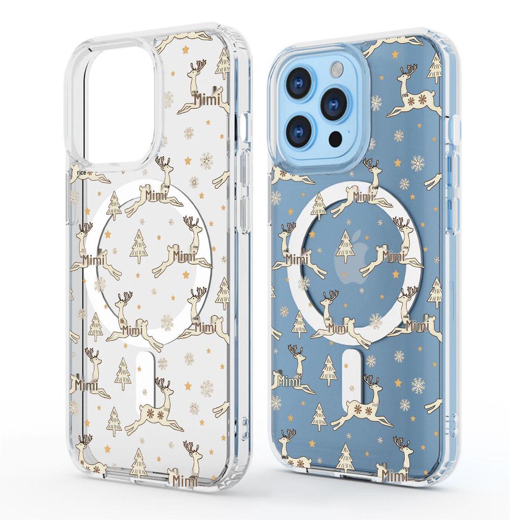 Running Deer Transparent Magnetic Case for iPhone 15/16/17 Pro Max - Full Coverage Protection