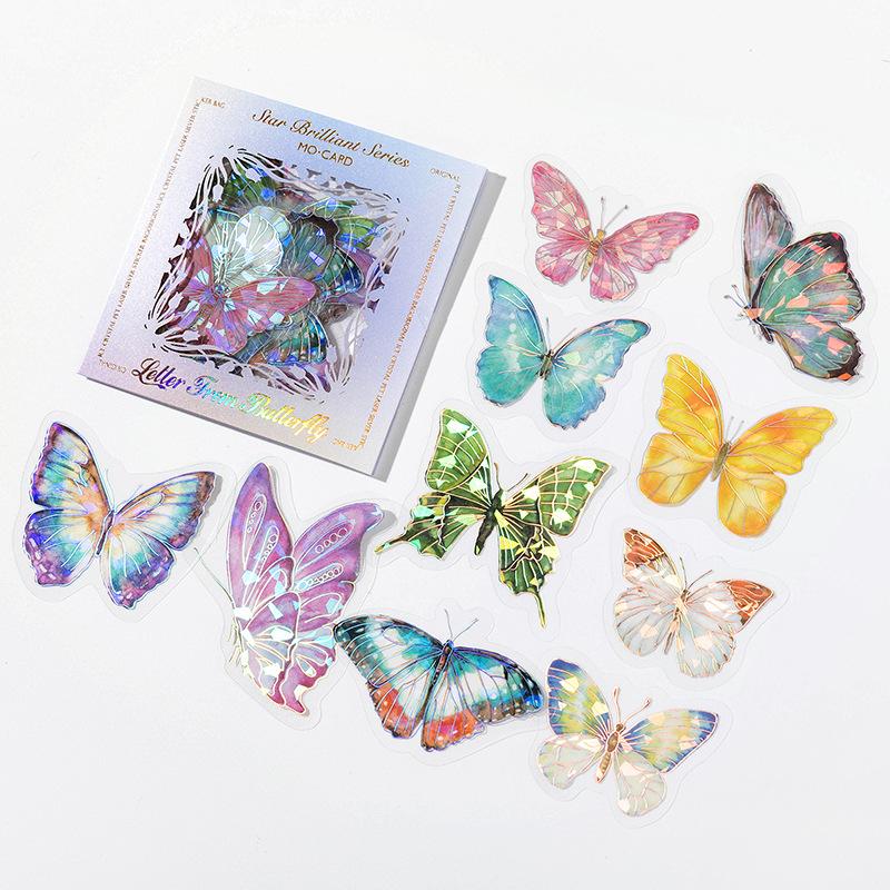 1pack/20pcs Laser Flash PET Waterproof Sticker Cool Geometric Pattern, Ideal for Journal Deco DIY Craft Album Gift Decor
