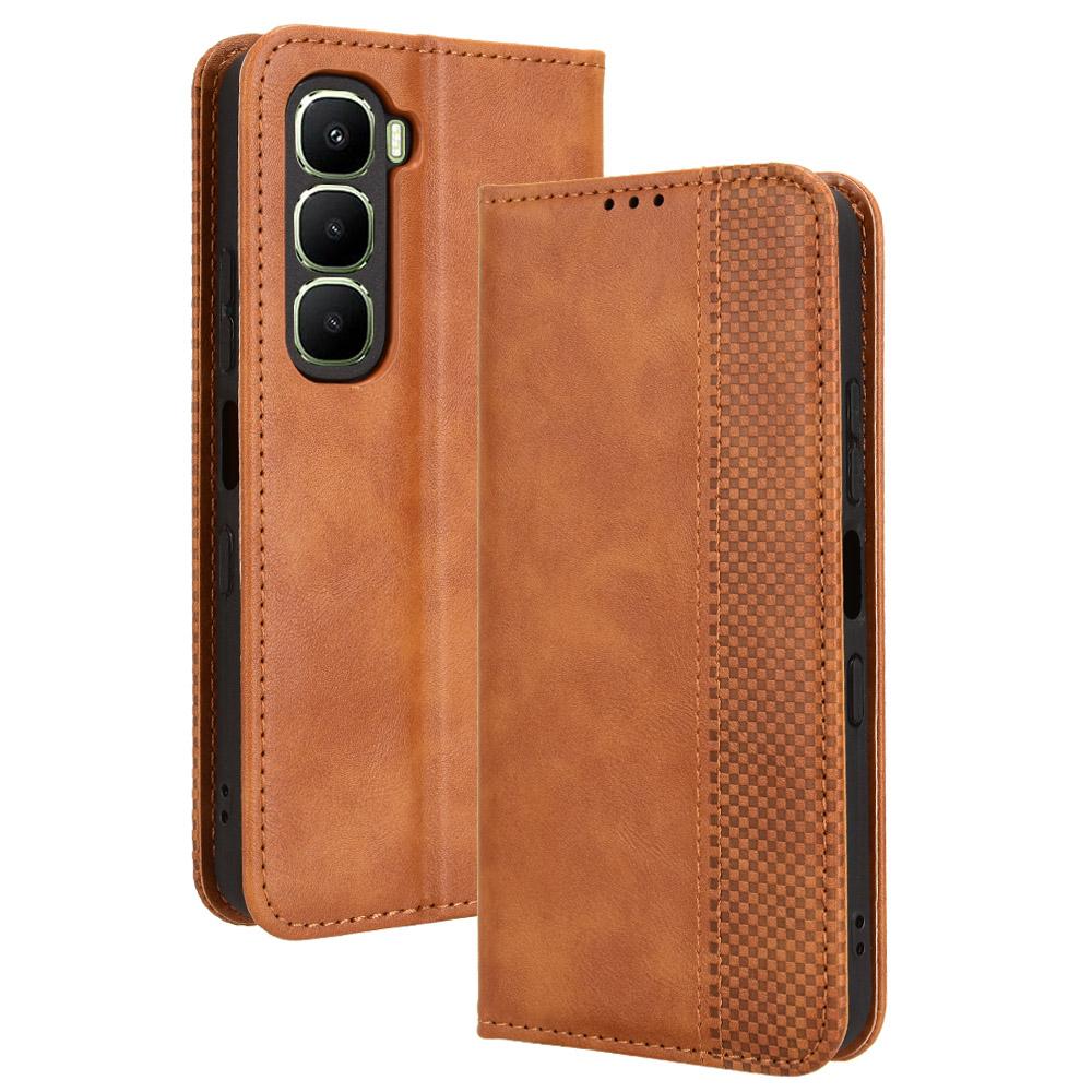 For Infinix Hot 60 5G/60i 4G Leather Case Wallet Stand Retro Texture Phone Cover