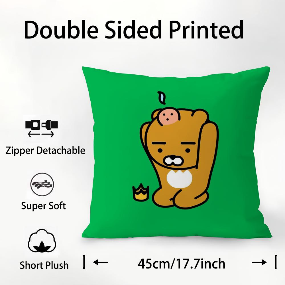 

Cute R_Ryan K-Kakao Pillow Case Plush Fabric Soft Double Sided Print Sofa Cushion Cover Throw Pillow Covers 12x12Inch