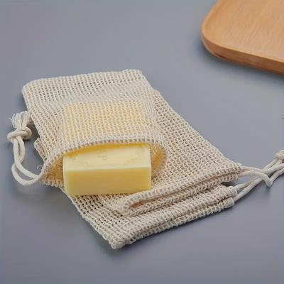 1/3/5 stuks Natuurlijk Katoen Linnen Schuimende Zeepzakje Bespaarnet Mesh Massage Exfoliator Zakje Baden Schuimmaker Reinigingsgereedschap