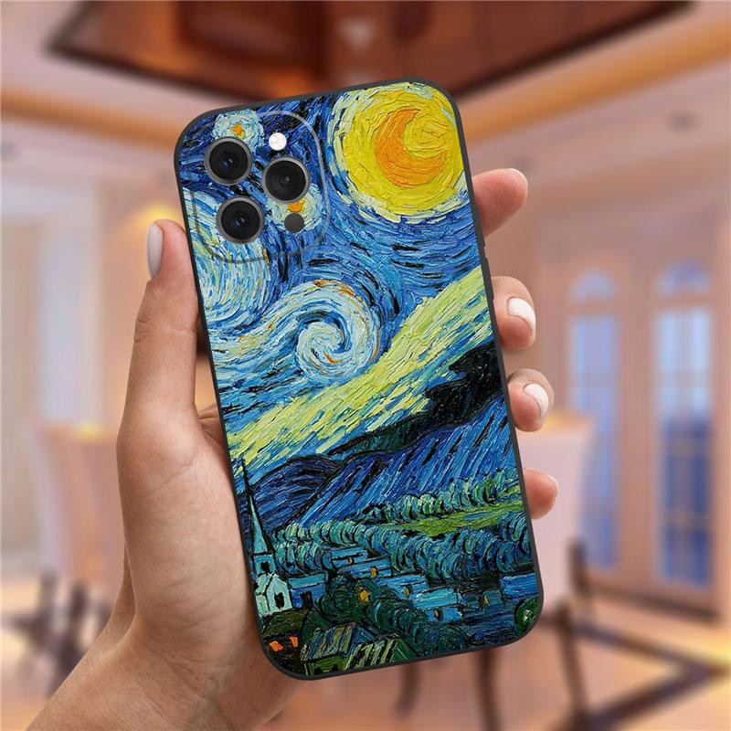

Винсент Ван Гог Звездная ночь цветок чехол для телефона для iPhone 13 12 11 Pro Max Mini X XR XS 8 7 6S Plus Мона Лиза Дэвид Мягкий чехол iPhone 12 mini