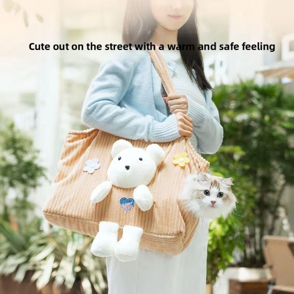 Faltbare Reise-Katzenhandtasche Bequeme Schräg-Sitz-Katzen Hundetransporttasche Leinwand Große Kapazität Outdoor-Katzen-Transporttasche