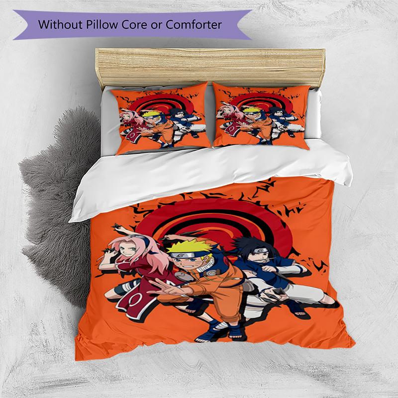 3pcs NARUTO (2) Design Cover Set - HD Printed Bedding with 1 Cover and 2 Pillowcases - Perfect for Home and Dorm Decor