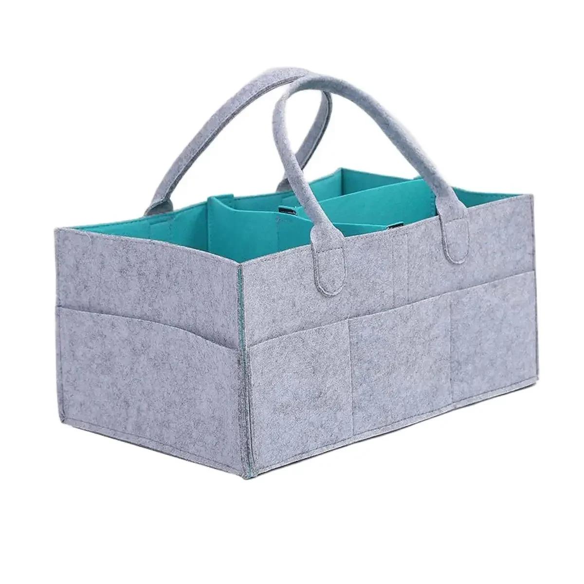 

1pc Baby Protable Foldable Felt Diaper Bag Nursery Bag Multi-functional Clothes Stuff Diaper Caddy Organizer Bag Baby Organizer