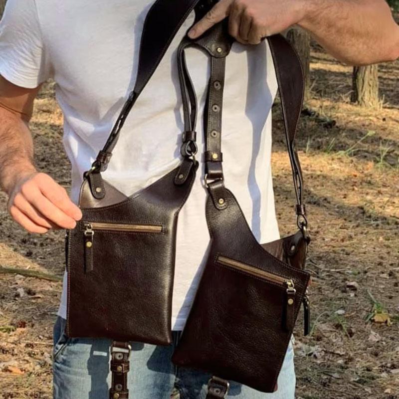Medieval Steampunk Leather Harness Holster Bag Adjustable Utility Shoulder Belt Phone Case Wallet Pocket Viking Pouch Men Women