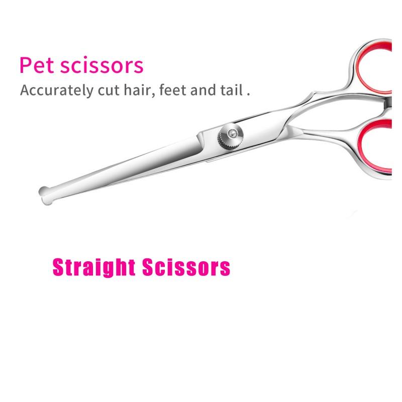 Pet Grooming Set Dog And Cat Professional Trimming Scissors Kit Stainless Steel Shears Pet Hair Cutting Safety