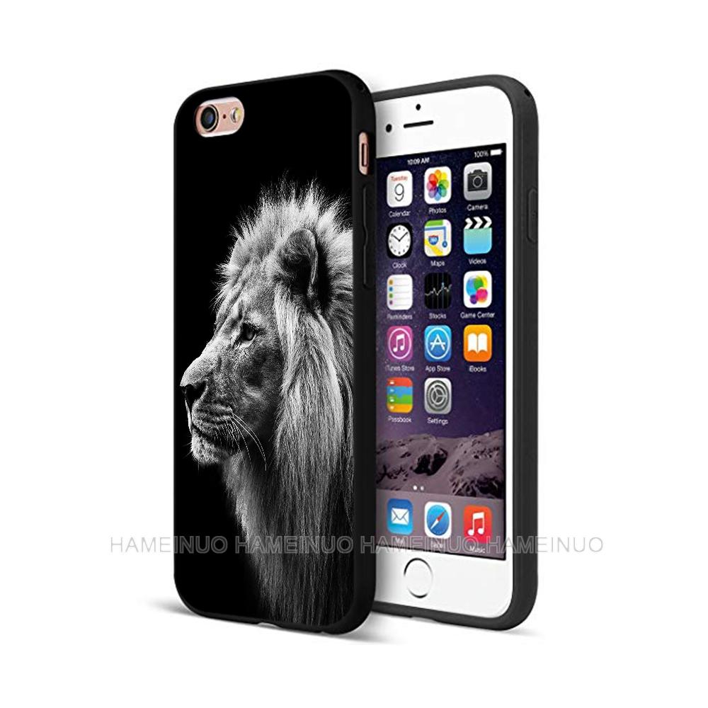 Black Tpu Case for Iphone 5 5s Se 6 6s 7 8 Plus X 10 Silicone Cover XR XS 11 12 Pro MAX Mini SE 2020 Lion Tiger Fashion Animal