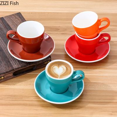 Tazza in Ceramica Monocolore da 180 ml con Tazza e Piattino Set Tazza e Piattino da Caffè Latte Americano Fantasia Semplice Set da Bere per Casa Ufficio