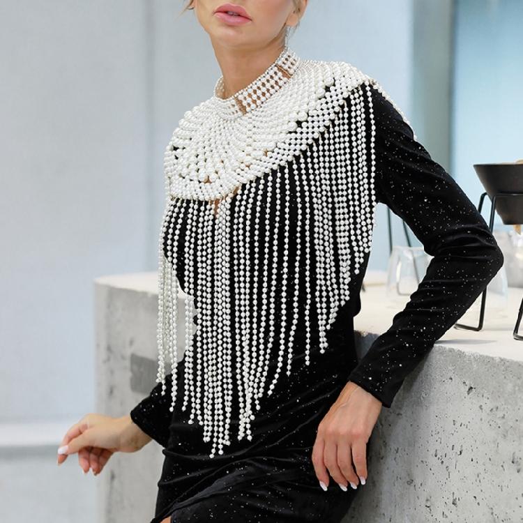 Shoulder Wrap Artificial Pearls Shoulder Chain for Evening Party Night Gown Shawl Body Chain Evening Shoulder Wrap
