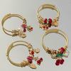Fresh Strawberry Cherry Adjustable Bracelets With Rhinestone Accents For Women