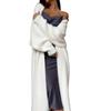 Long White Knit Cardigan Coat with Open Front