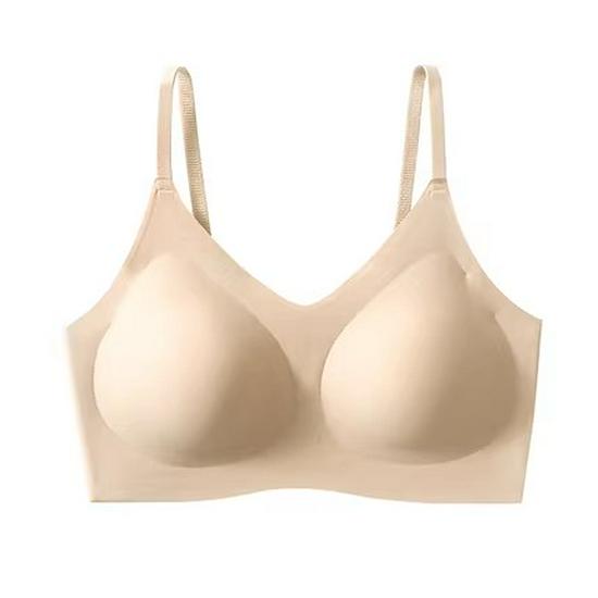 

Seamless Invisible Skin-Tone Anti-Sagging Fixed Cup Bra for Women s Summer, Small Chest Decompression & Side Support. M