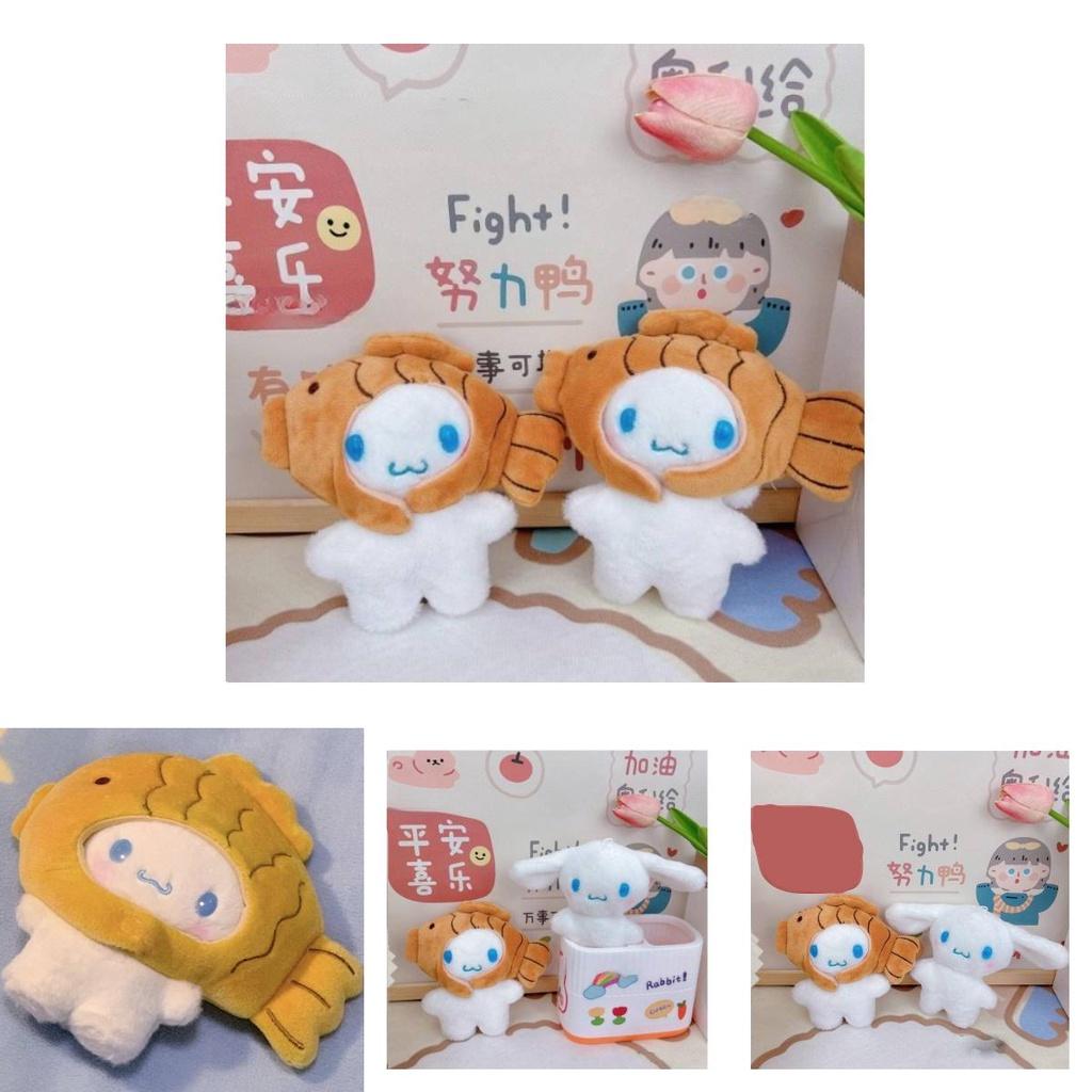 Cute Cinnamoroll Plush Keychain Bag Charm With Taiyaki Design