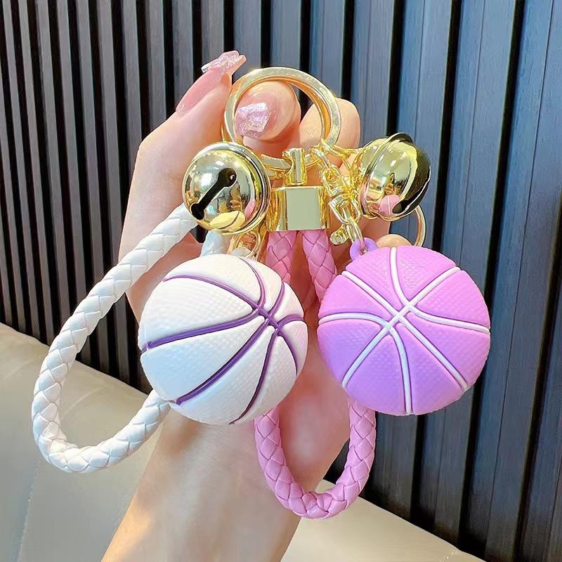 1/2Pcs Keyring Holder Creative Colorful Key Accessories Basketball Keychain 9 Colors Car Key Chain Plastic Ball Bag Pendant
