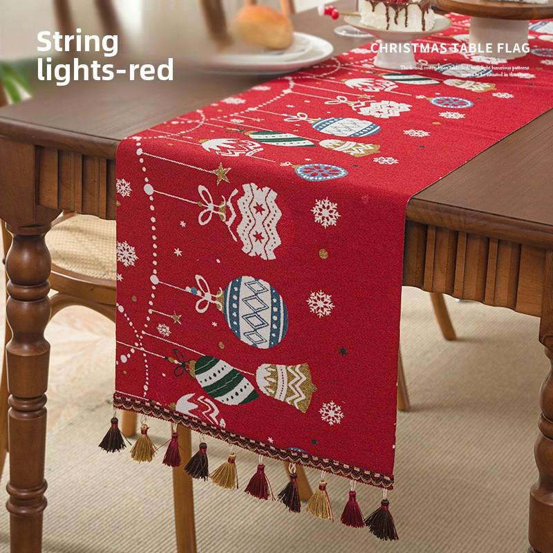 Christmas Santa Table Runner Cotton Linen Look Festive Dining Decor for 6 People Holiday Tablecloth