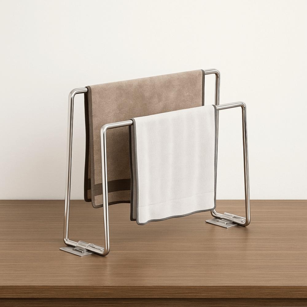 Save Space Dish Rag Storage Rack 2 Layer Hand Towel Drain Stand Dishrag Organizer  Countertop
