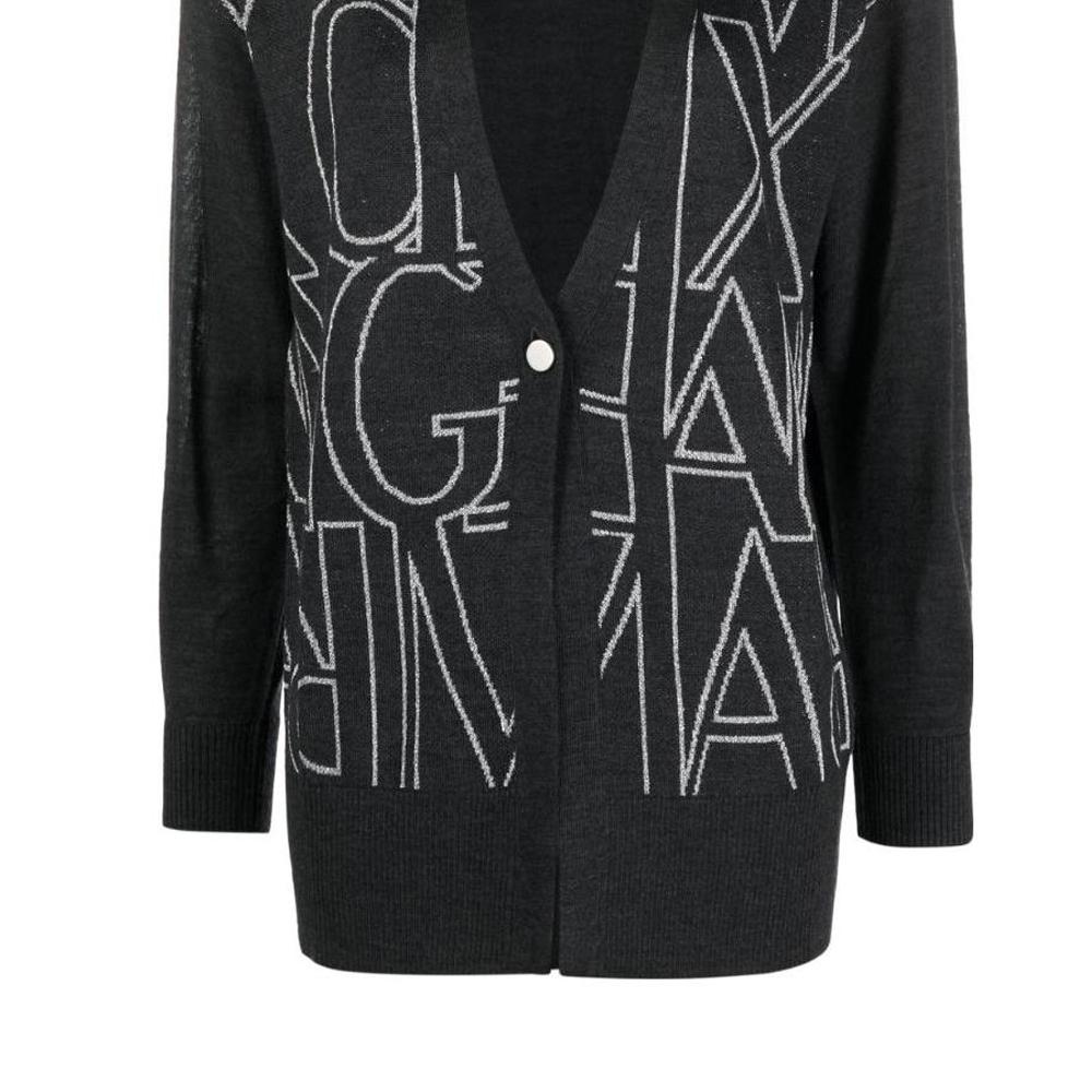 Armani Exchange Ss23 Logo Print V-Neck Knitted Cardigan Women Cardigans Black 6LYE1N-YMT7Z-6910