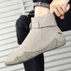 Large Size Men's Boots with Side Zipper and High Top for Outdoor Casual Wear, Hand Sewn Leather Boots
