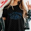 Damen Minimalist Le Croissant T-Shirt Französisch Blau Linienkunst Grafik-T-Shirt Baumwoll-T-Shirt Sommer Ästhetik Pariser Essensliebhaber Oberteile
