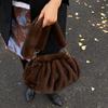 Yogodlns Fashionable Wrinkled Cloud Bag Soft Faux Fur Small Shoulder Bags for Women Winter Trend Handbags Crossbody Bag
