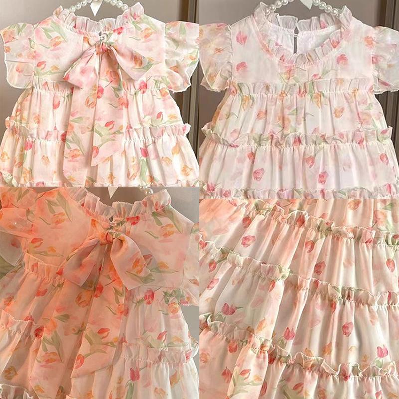 Girls' Dress Summer Dress Korean Version Children's Floral Dress Super Fairy Little Girl Princess Dress