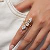 Open Wrap Zircon Ring for Women, Adjustable Stainless Steel Three Stone Statement Ring for Date Night, Daily Wear, and Everyday Outfits