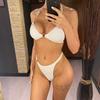 S - XL Wrinkled Halter High Leg Cut Bikini Women Swimwear Female Swimsuit Two-pieces Bikini set Bather Bathing Suit Swim