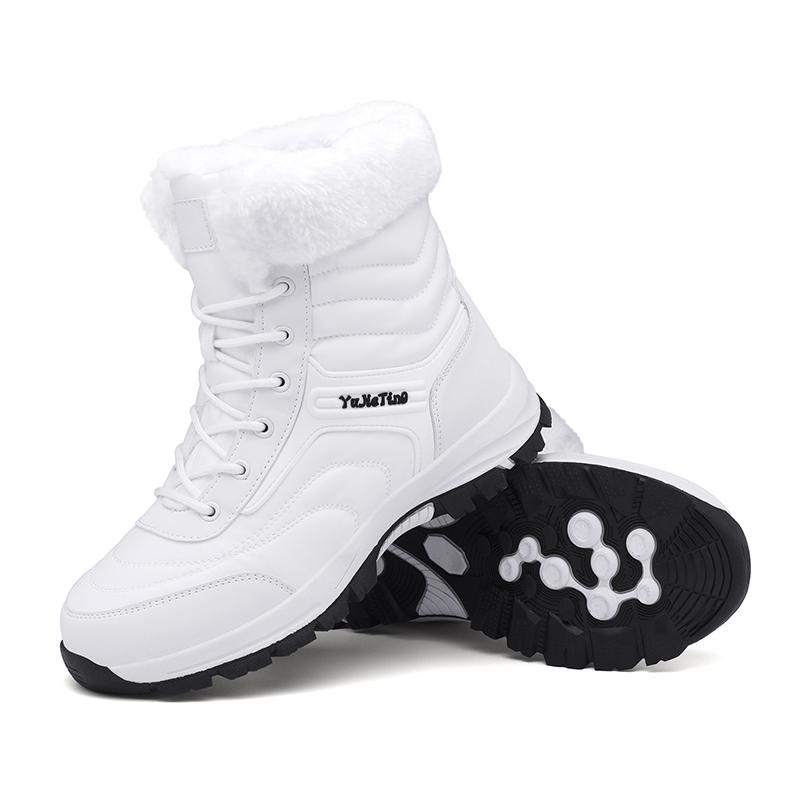 Waterproof Snow Boots Plush Warm Cotton Shoes Women Men Anti-slip Winter Hiking Shoes High-top Boots Outdoor Walking Shoes