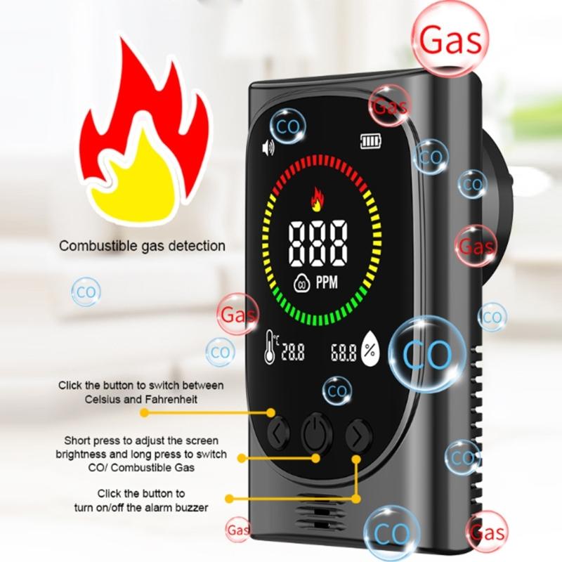 Multifunction Plugs In Combustible Gas Leak Alarm With Carbon Monoxide Detections Realtime Temperature Humidity Display