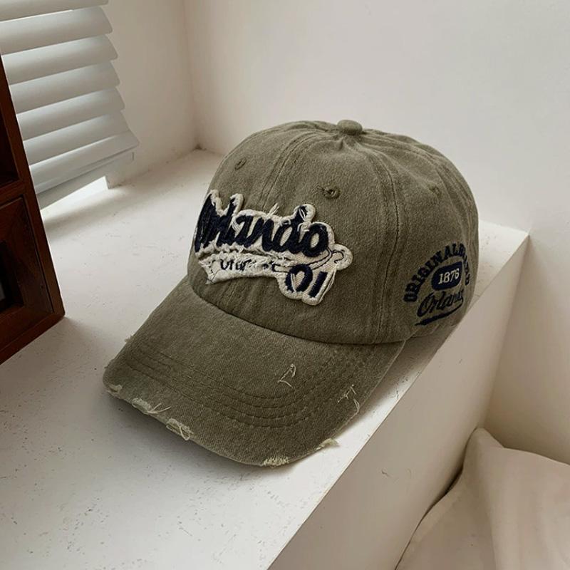 1PC Peaked Cap Spring Summer Embroidery Sun Visors Baseball Hat Punk Holes For Men Women Snapback Hip Hop Letter Washed Cotton