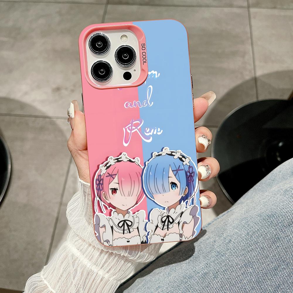 ReZero Rem Ram Pink Translucent Mobile Phone Case for iPhone 17 16 15 14 13 12 11 X XR XS Air Pro Max Plus Colorful Cover