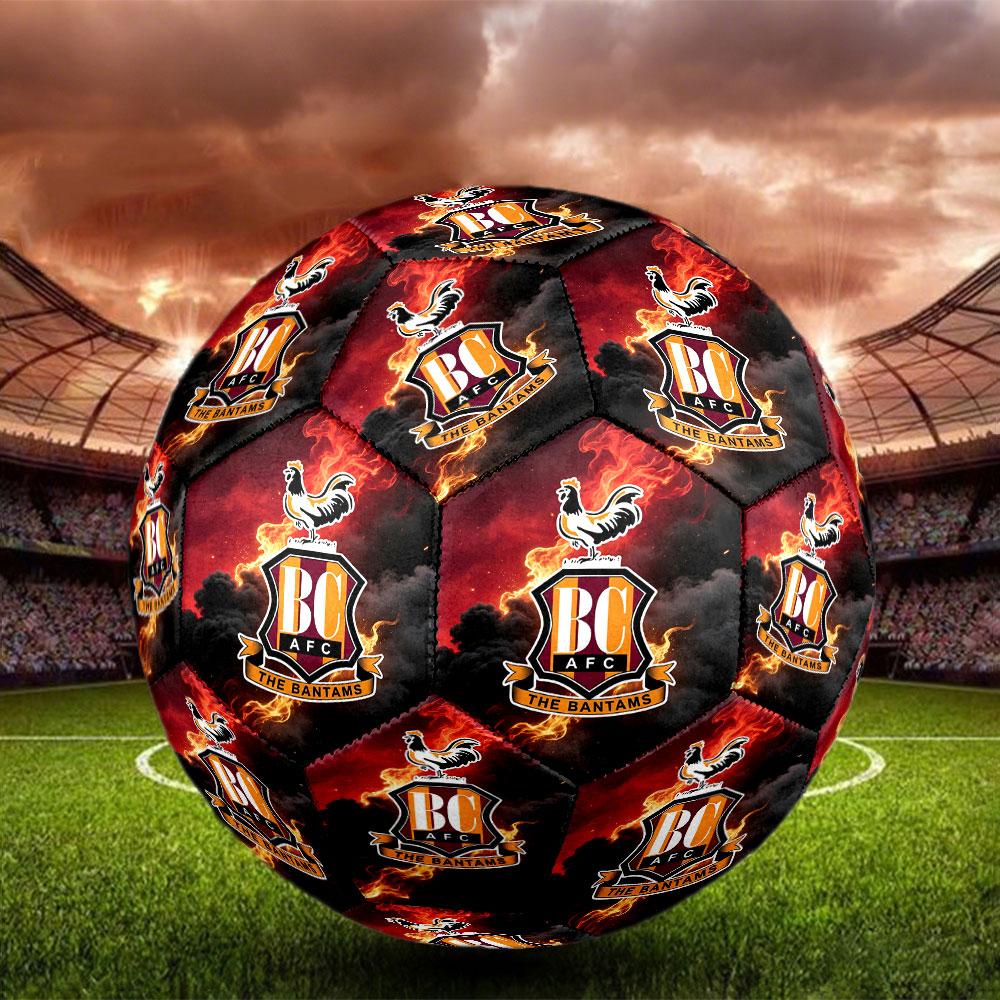 Bradford City AFC Print Size 5 Soccer Ball, Standard Match Football for Sports Game and Team Practice, Ideal Gift for Soccer Fans