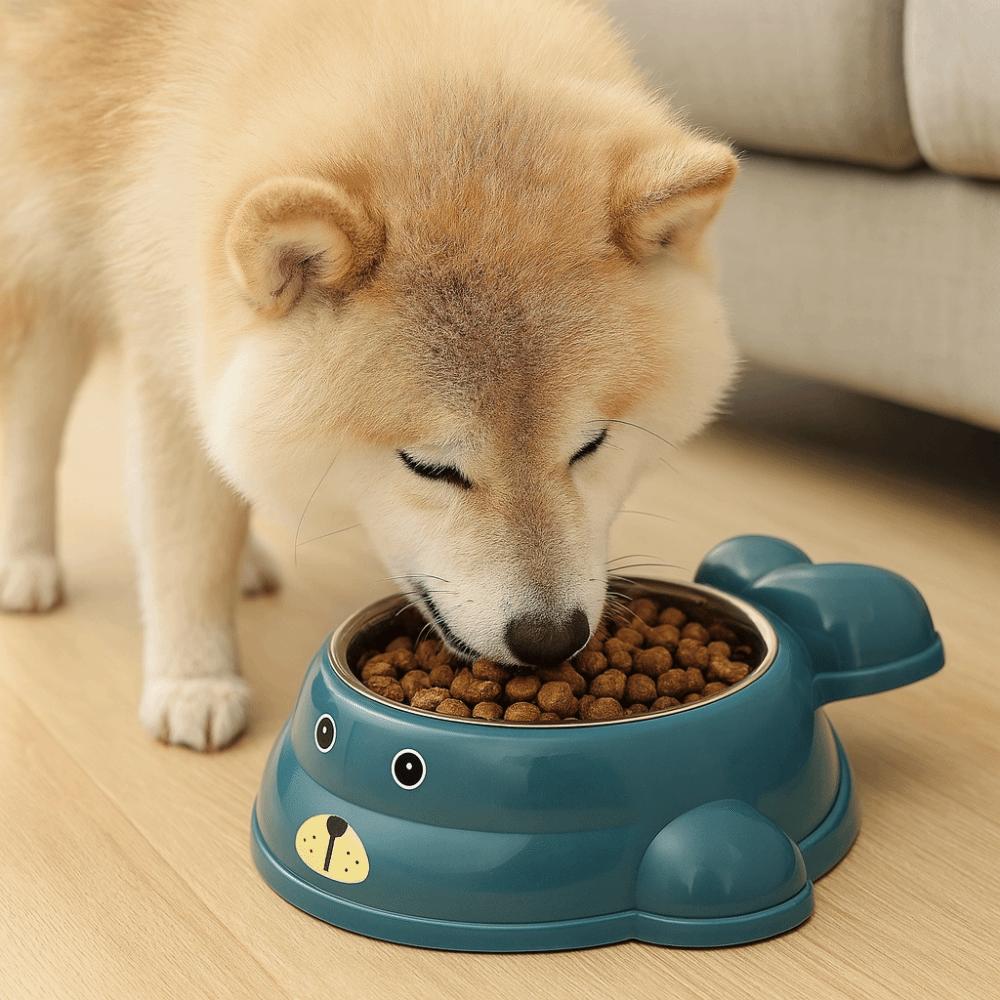 Cute Non-slip Stainless Steel Cat Bowl Anti-Choke Durable Dog Food Bowl Anti Tip Cartoon Anti-Spill Pet Feeder for Cats and Dogs