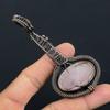 Rose Quartz Handmade Copper Wire Wrap Guitar Pendant 3.1 v4v70