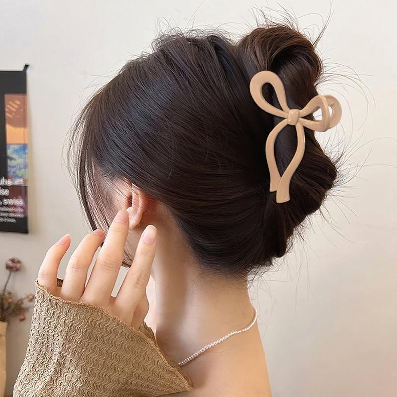 Soft Silicone Bow Hair Clip for Woman Simplicity Elegant Shark Clip Girl Ponytail Clip Hair Clamp