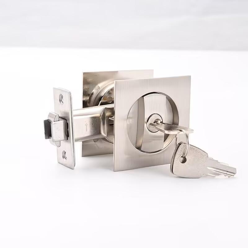 zinc alloy Square indicating sliding door lock, bathroom embedded sliding door, invisible hook lock