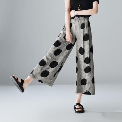 SOFSIL Damen Gepunktete Weitbeinige Cropped Hose