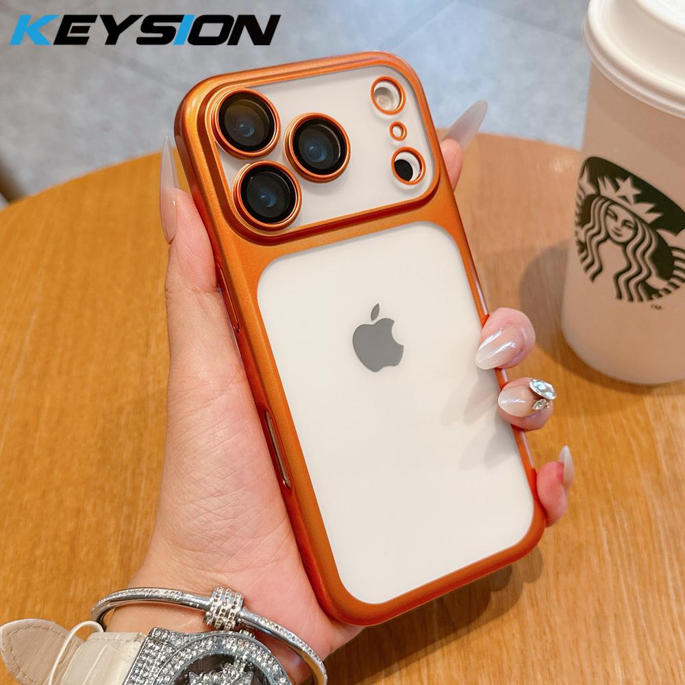 

KEYSION Гальванизированный Прозрачный Матовый Чехол для Телефона Для iPhone 17 Pro Max 17 Air Защитная Пленка для Камеры Жесткий ПК Прозрачная Ударопрочная Крышка for iPhone 17 Pro оранжевый