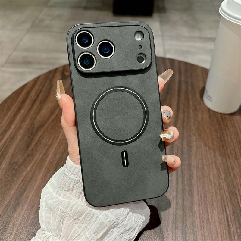 For Magsafe Leather Shockproof Phone Cases For 17 16 15 14 13 12 11 Pro Max 16e Plus Air Magnetic Wireless Charge Cover