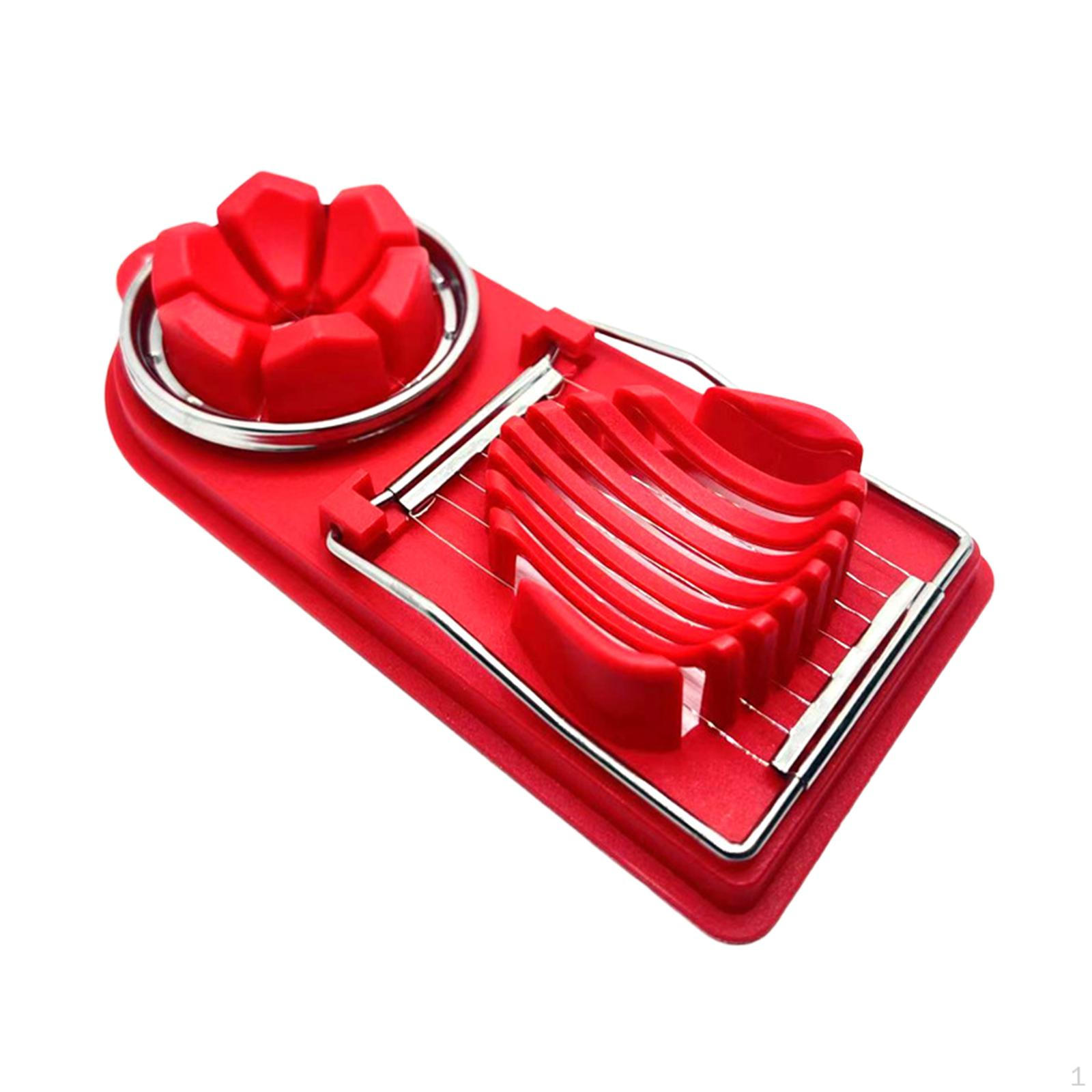 

Egg Slicer Cutter Multifunctional 2 Slice Modes Easy Cleaning Strawberry for Hard Boiled червоний
