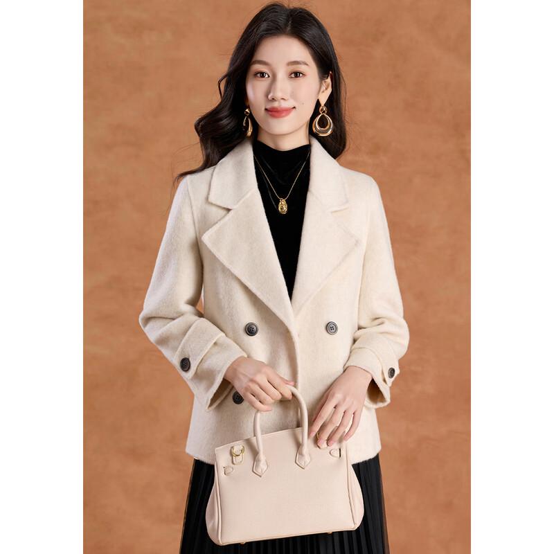 Kebell Women's Double-Faced Wool Lapel Short Coat